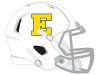 Yellow E decal on white football helmet euclid high school