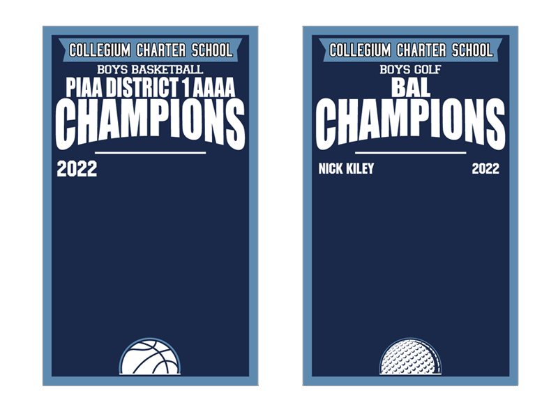 basketball and golf championship banners