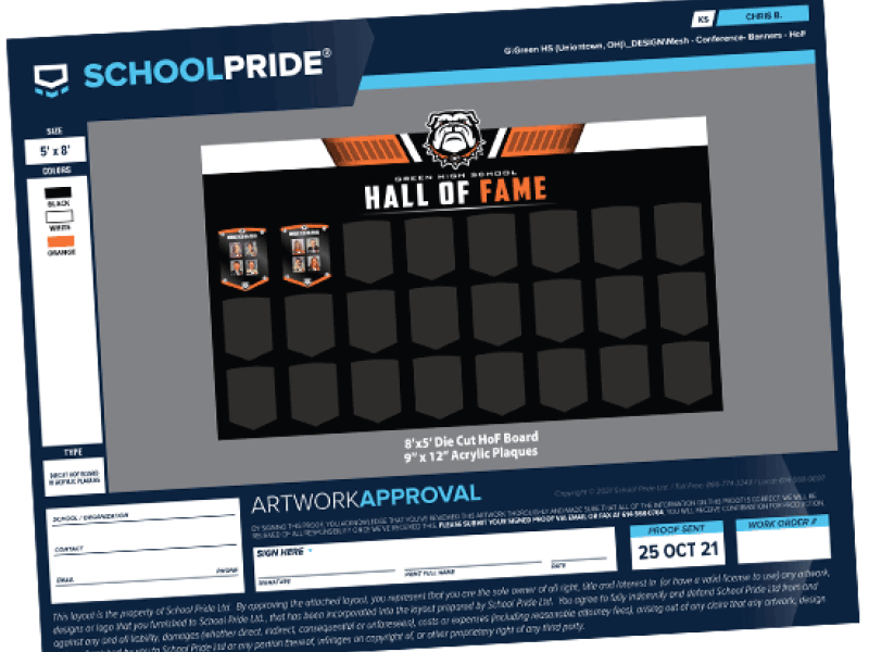 schoolpride® hall of fame artwork proof