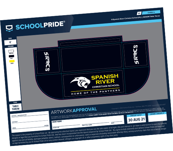 schoolpride® table throw layout