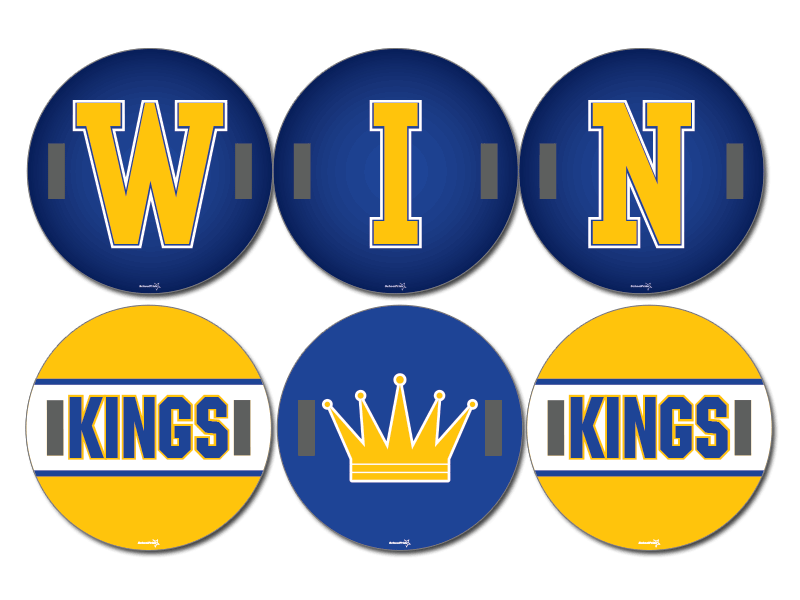 W-I-N Kings cheer signs