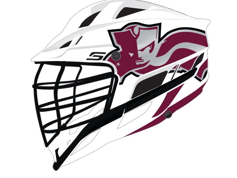 maroon and gray patriot lacrosse decal white helmet