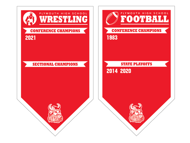plymouth high school wrestling and football banners
