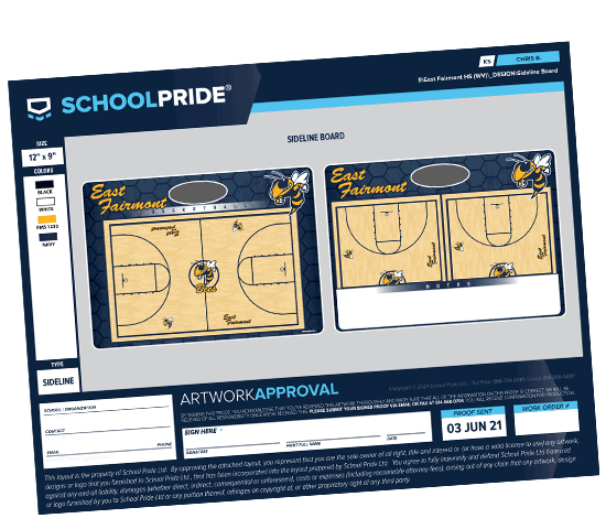 schoolpride&reg; basketball sideline board proof