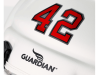 red chrome guardian cap front number with gray outline