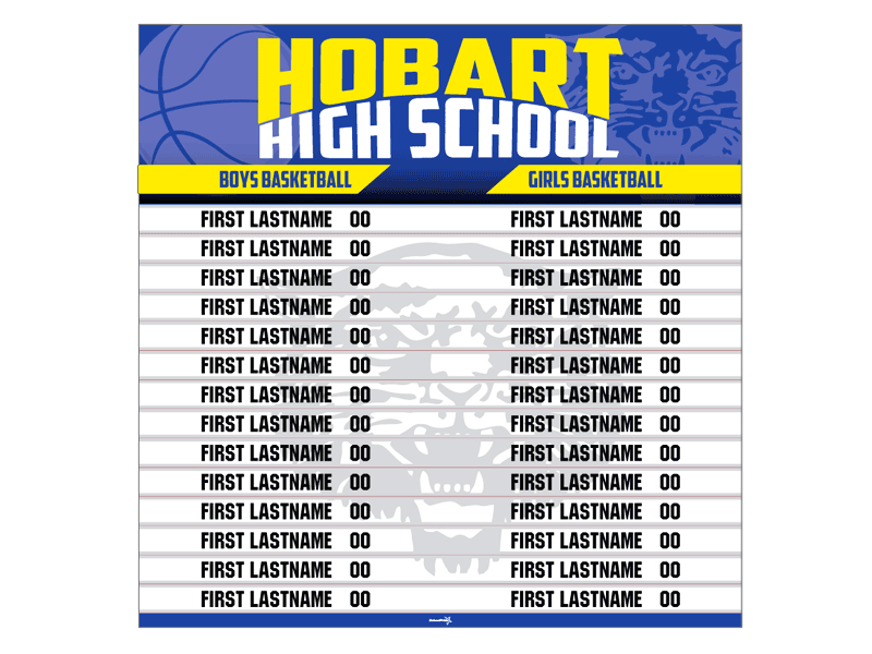 boys and girls basketball roster board