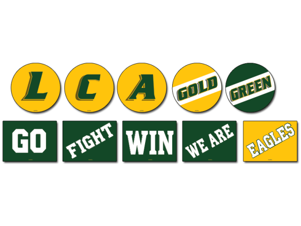 lca gold green go fight win we are eagles cheerleading signs