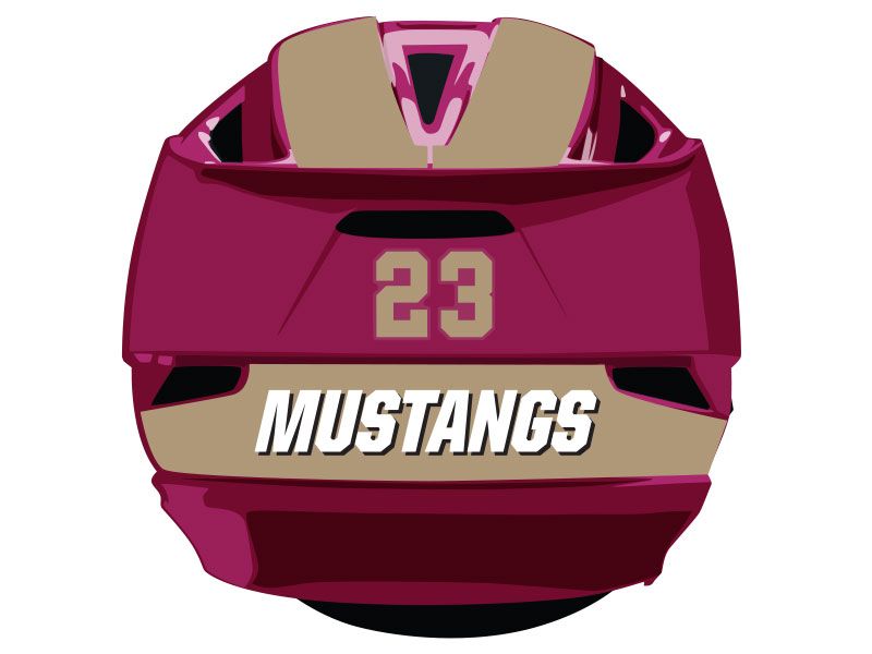 mustangs back decals burgandy helmet