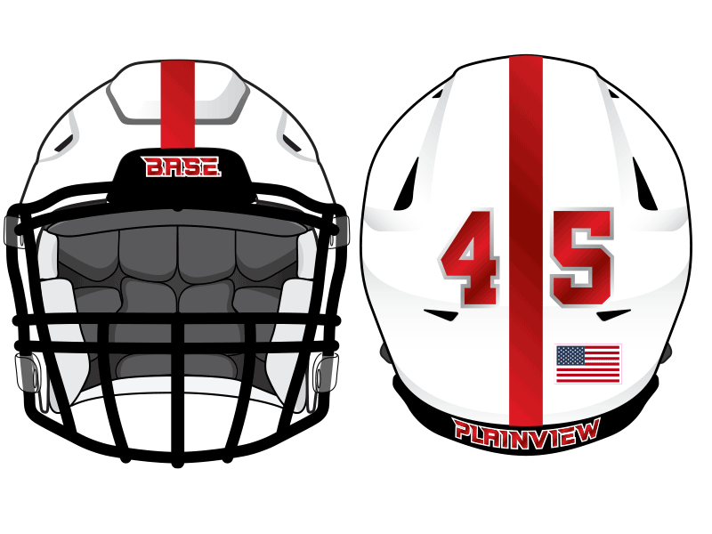 thin red chrome stripe on white football helmet