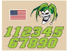 standard batting helmet decal sheet with sticker numbers and american flag green joker