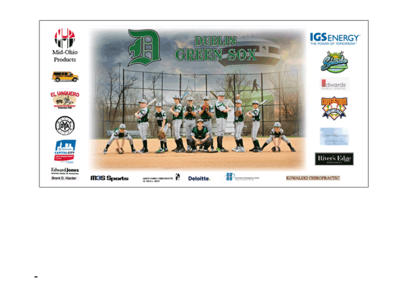 team travel banner with business sponsors