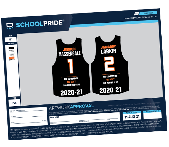 schoolpride&reg; die cut jersey layout