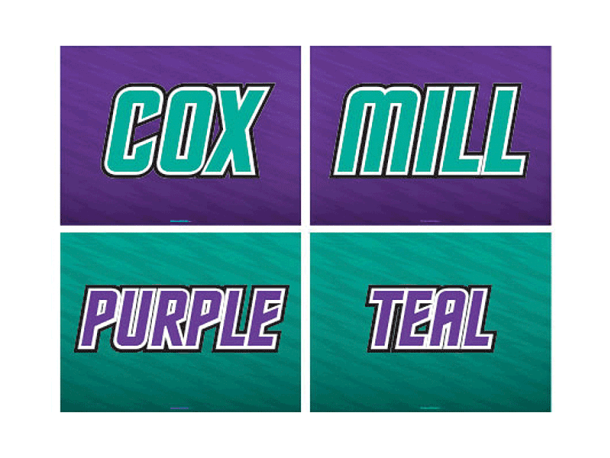 cox mill purple teal cheer signs
