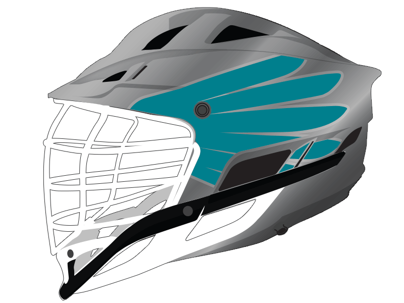 small teal oregon style lacrosse helmet wing multi panel gray helmet