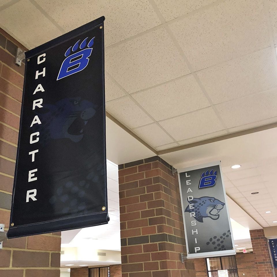 Hilliard Bradley Boulevard Banners school hallway