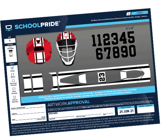 schoolpride® custom wide helmet stripe lacrosse decal artwork proof