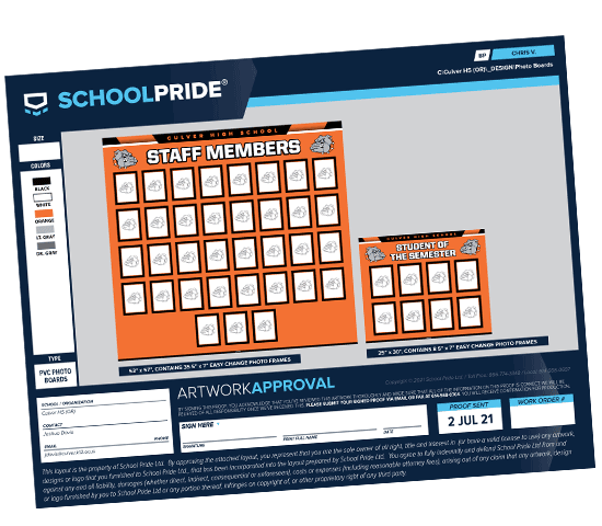 schoolpride&reg; school photo board proof