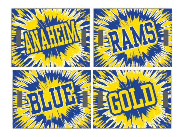 anaheim blue gold cheer signs with handles
