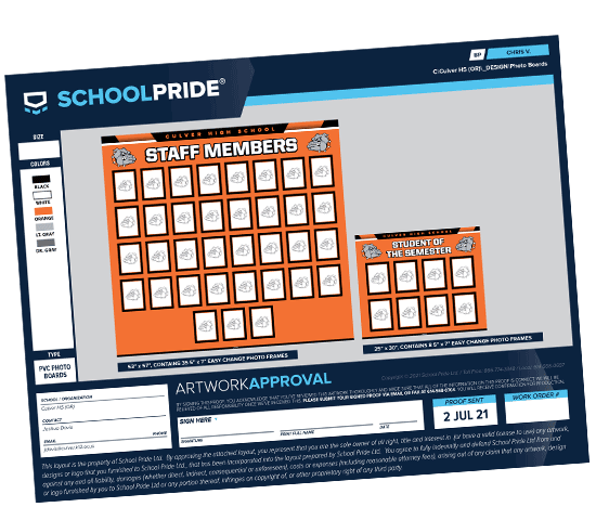 schoolpride® school photo board proof