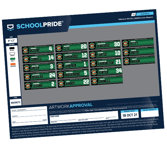 schoolpride® locker nameplates layout