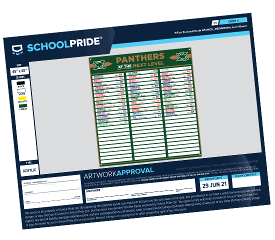 schoolpride® next level college board artwork proof