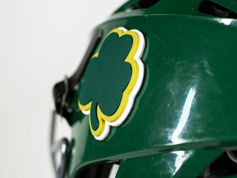 green white yellow clover 3d lacrosse decal black helmet