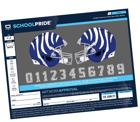 oversized white bengal stripes football helmet decals on purple helmet