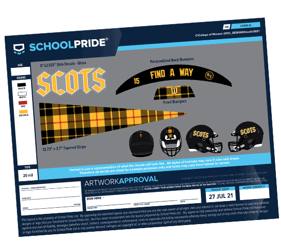 schoolpride&reg; football helmet 3d back bumper find a way artwork proof