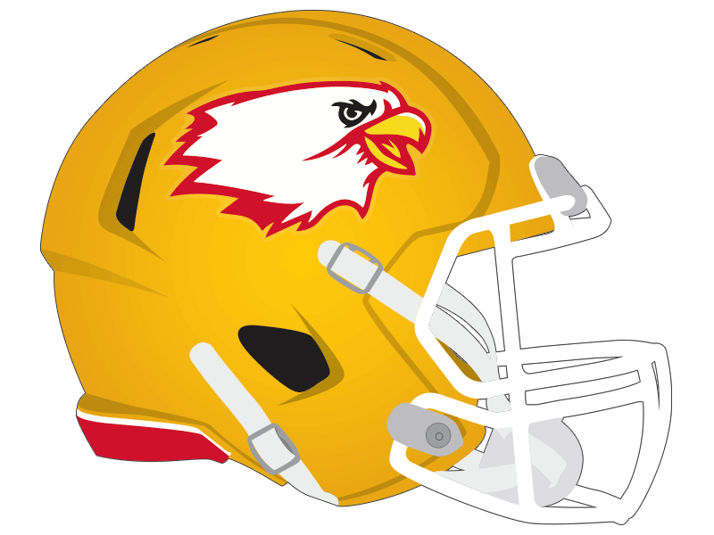 bird mascot on yellow football helmet for bishop fenwick