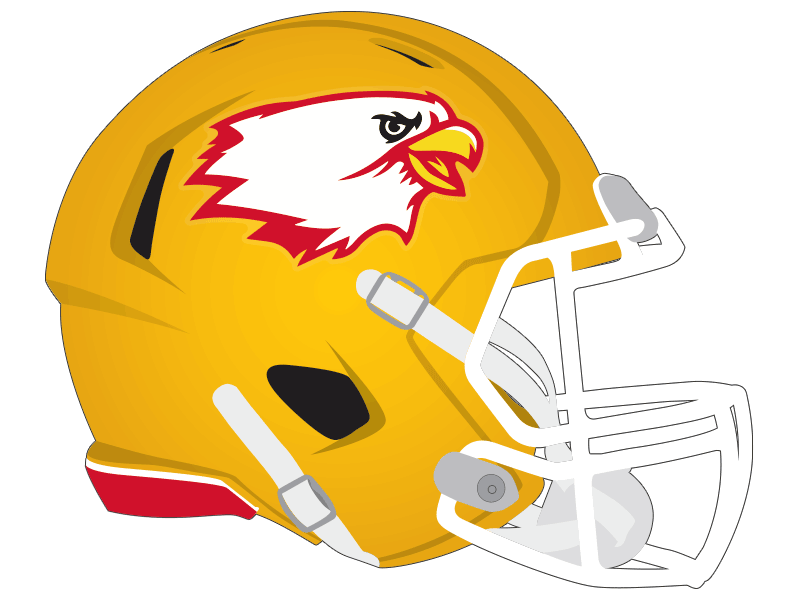 bird mascot on yellow football helmet for bishop fenwick