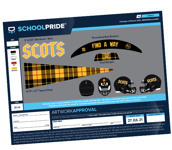 schoolpride® football helmet 3d back bumper find a way artwork proof