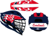 red white wing custom mohawk decals navy blue lacrosse helmet