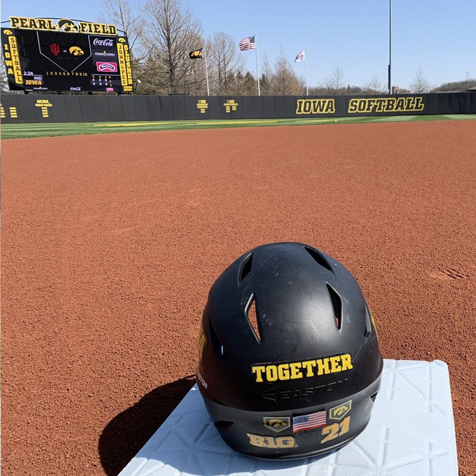 iowa together back batting helmet decal for softball