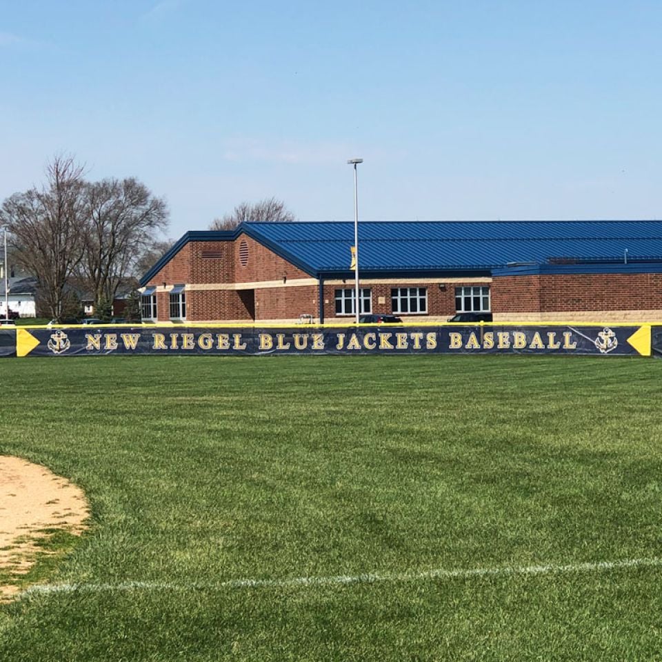 new riegel baseball printed mesh fence banner