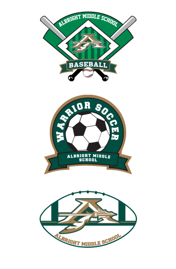 albright middle school baseball soccer and football window stickers