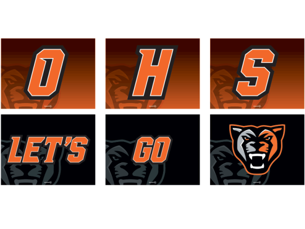 OHS lets' go cats cheerleading signs