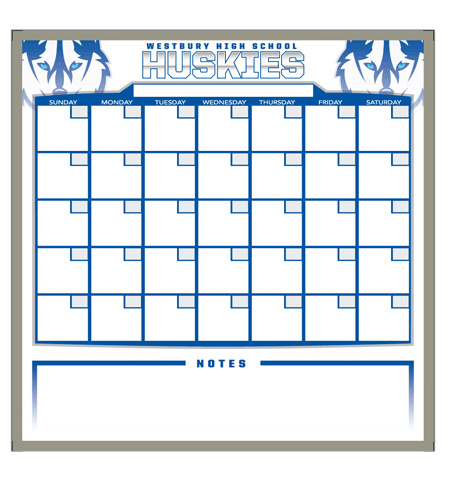 huskies one month calendar board