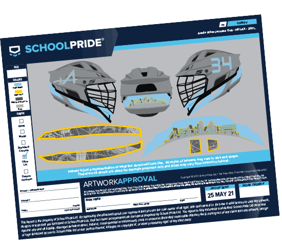  schoolpride&reg; custom multi-item kits lacrosse decal artwork proof