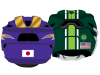 lacrosse flag stickers on two helmets
