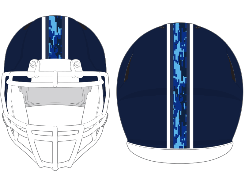 digital camo wide stripe on blue football helmet