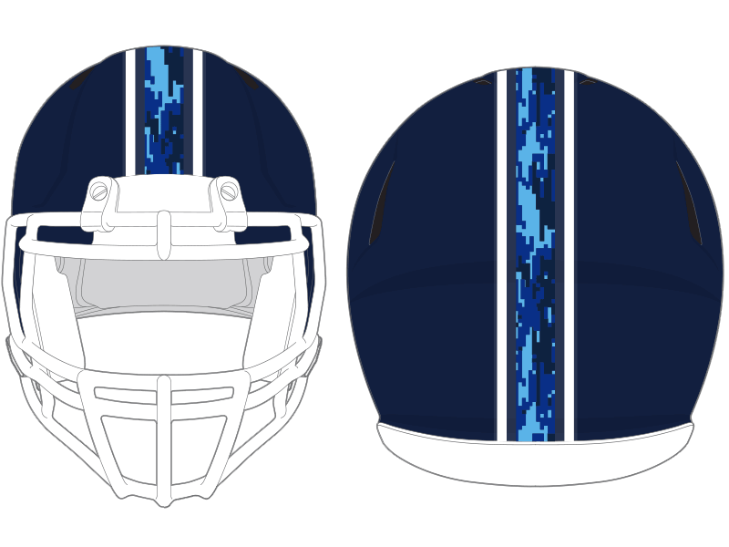 digital camo wide stripe on blue football helmet