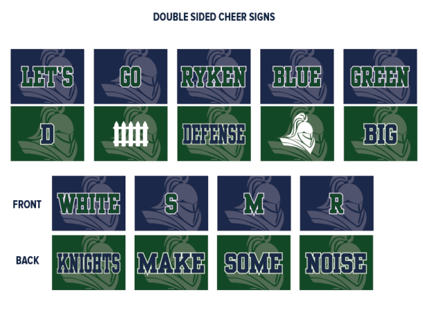 double sided let's go ryken knights cheer signs