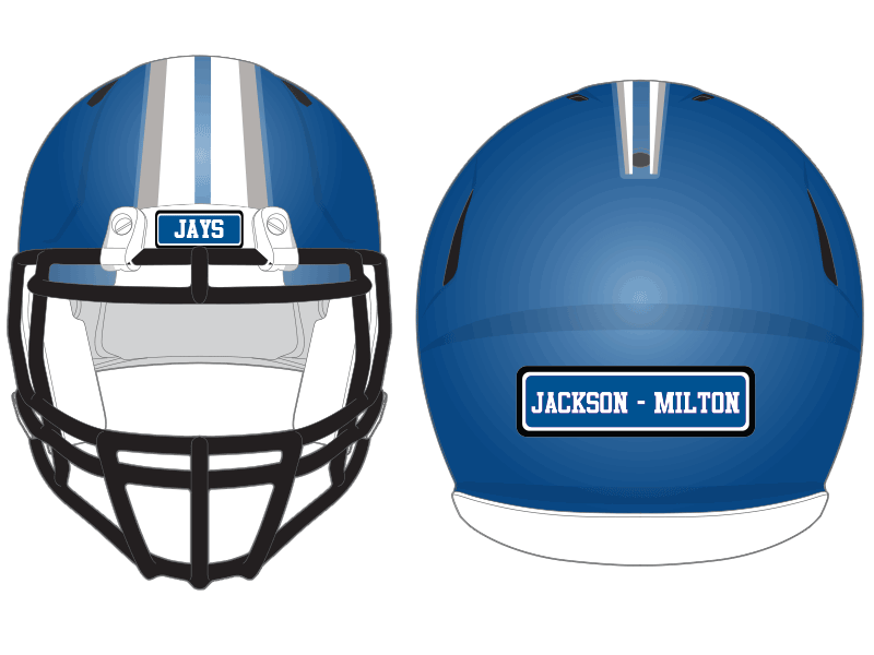 bronco style stripe on blue football helmet