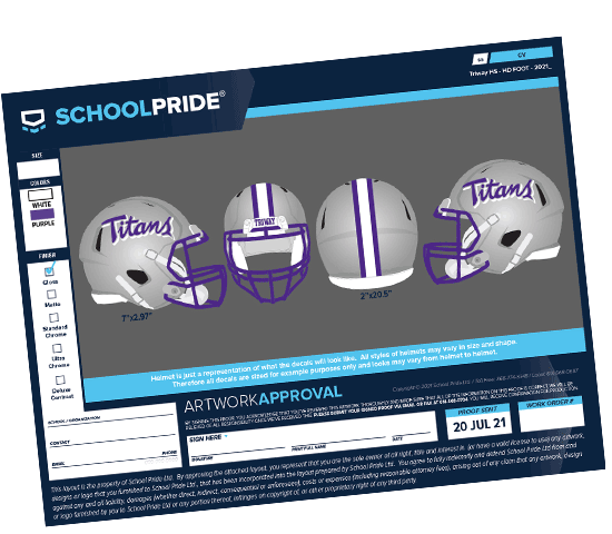 schoolpride&reg; titans football helmet decal side decal and stripe artwork proof