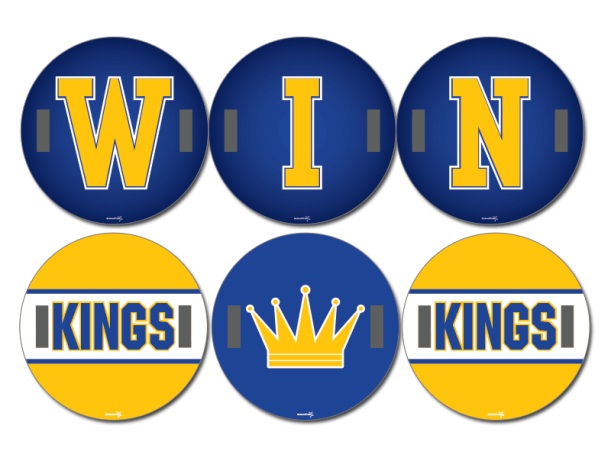 win kings round cheer signs