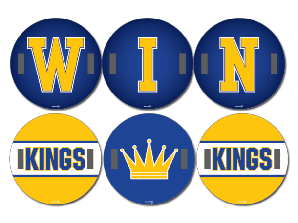 win kings round cheer signs