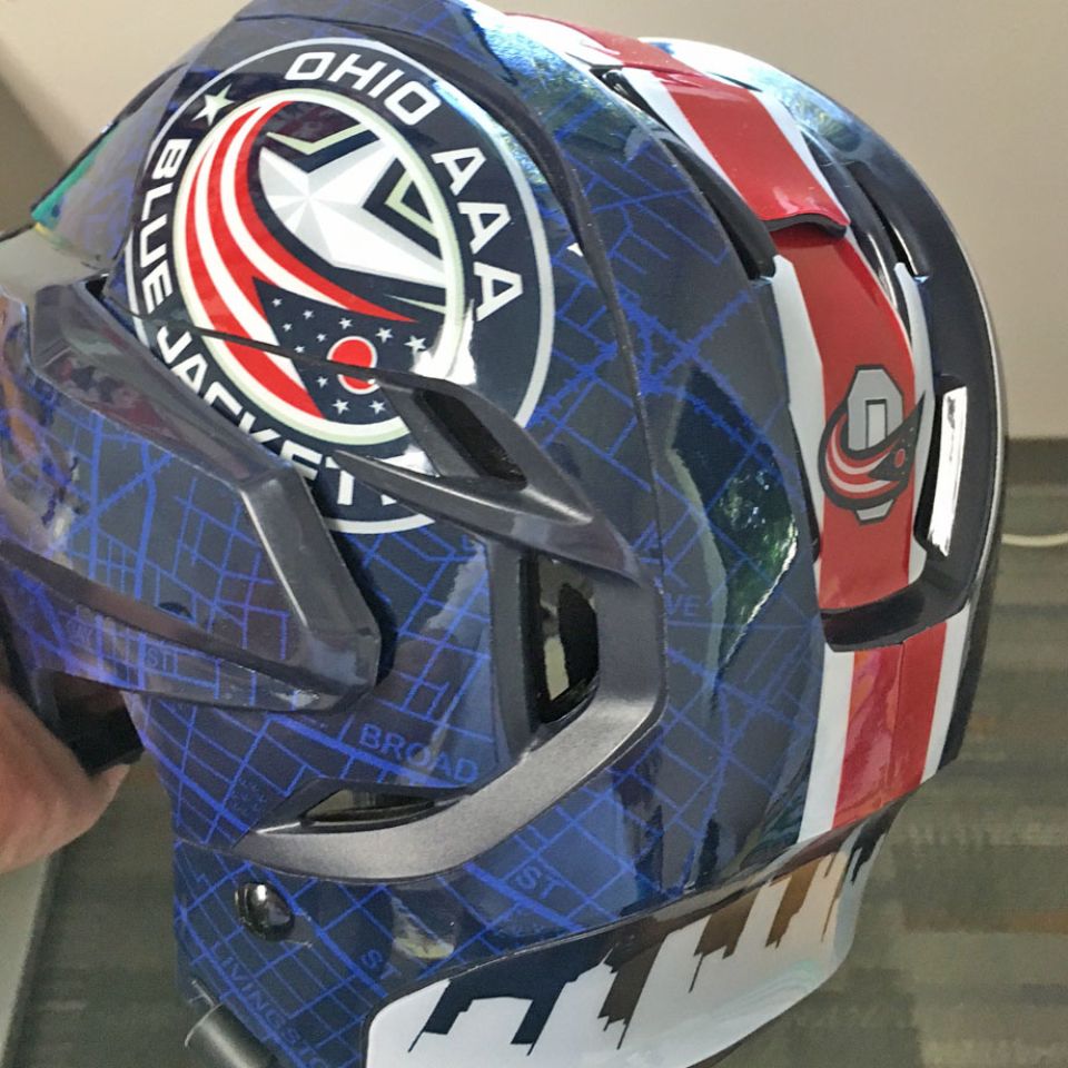 aaa ohio blue jackets hockey helmet wrap with skyline