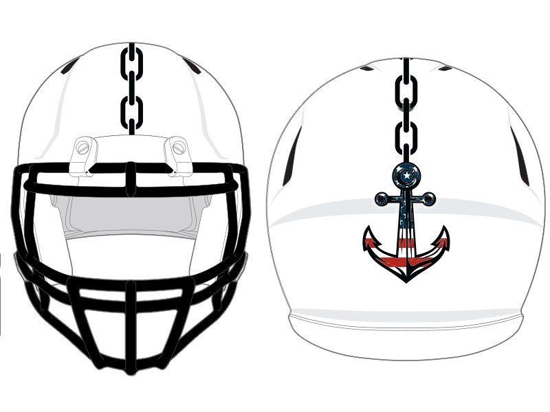 chain and anchor stripe on white football helmet