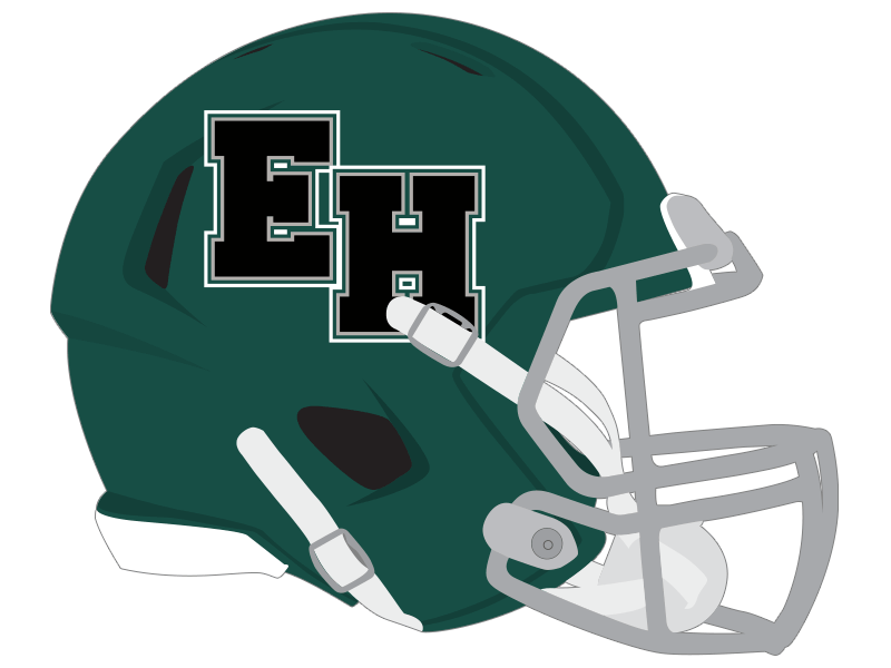 EH decal on green football helmet