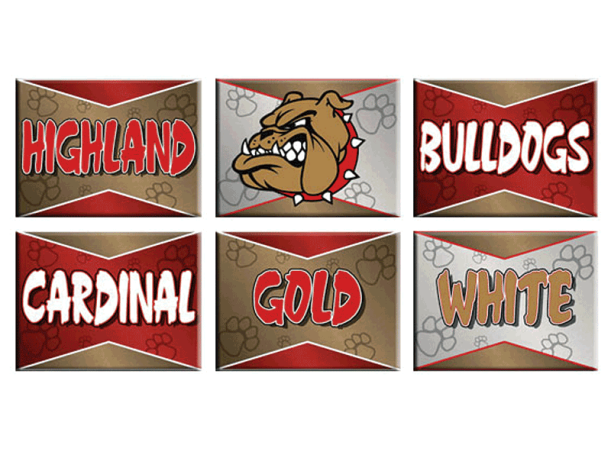 highland bulldogs cardinal gold white cheer signs